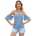 women s floral strapless waist puff sleeve shirt nihaostyles clothing wholesale NSJM73533