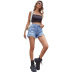 women s hole loose high waist wide leg denim shorts nihaostyles clothing wholesale NSJM73543
