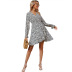 women s printed V-neck long-sleeved slim mid-length dress nihaostyles clothing wholesale NSJM73559