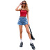 women s loose high waist wide leg stretch denim shorts nihaostyles clothing wholesale NSJM73561