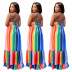 rainbow stripe print suspender dress Nihaostyles wholesale clothing vendor NSYDF73574
