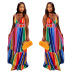 rainbow stripe print suspender dress Nihaostyles wholesale clothing vendor NSYDF73574