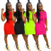 solid color printing split dress Nihaostyles wholesale clothing vendor NSYDF73589