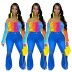 rainbow print flat-neck top Nihaostyles wholesale clothing vendor NSYDF73591
