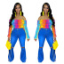 rainbow print flat-neck top Nihaostyles wholesale clothing vendor NSYDF73591