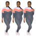 Pit Stripe Cloth Multicolor Stitching Sweatshirt 2 Piece Set NSYDF73622