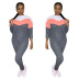 Pit Stripe Cloth Multicolor Stitching Sweatshirt 2 Piece Set NSYDF73622