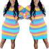 color striped short dress Nihaostyles wholesale clothing vendor NSYDF73627