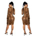 Leopard Print Pleated Slim Dress Nihaostyles wholesale clothing vendor NSYDF73629