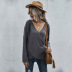 Suéter de punto de manga larga con cuello en V fino de color sólido para mujer ropa de nihaostyles al por mayor NSDMB73683