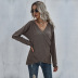 Suéter de punto de manga larga con cuello en V fino de color sólido para mujer ropa de nihaostyles al por mayor NSDMB73683