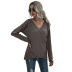 women s solid color thin long-sleeved V-neck knitted sweater nihaostyles clothing wholesale NSDMB73683