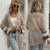 women s Mid-length Contrasting Color Loose Knit Cardigan nihaostyles clothing wholesale NSDMB73689