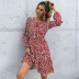 women s printing round neck long-sleeved lace-up printing dress nihaostyles clothing wholesale NSDMB73692