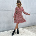women s printing round neck long-sleeved lace-up printing dress nihaostyles clothing wholesale NSDMB73692