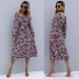 women s long-sleeved floral square neck pleated lace dress nihaostyles clothing wholesale NSDMB73693