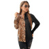 women s long-sleeved leopard-print lapel stitching contrast color blouse nihaostyles clothing wholesale NSDMB73701