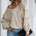 women s solid color loose long petal sleeve blouse nihaostyles clothing wholesale NSDF73704