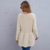 Suéter de manga larga informal plisado con cuello redondo de color sólido para mujer, ropa de nihaostyles al por mayor NSDF73705