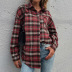camisa de manga larga de un solo pecho con solapa a cuadros rojos para mujer ropa de nihaostyles al por mayor NSDF73707
