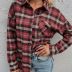 women s red plaid lapel single-breasted long-sleeved shirt nihaostyles clothing wholesale NSDF73707