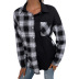 women s black and white plaid single-breasted loose long-sleeved shirt nihaostyles clothing wholesale NSDF73712
