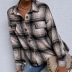 women s Lapel Single-breasted Slim Regular Long Sleeve Plaid Shirt nihaostyles clothing wholesale NSDF73715
