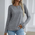 women s round neck long-sleeved lace stitching solid color t-shirt nihaostyles clothing wholesale NSDF73720