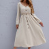 women s round neck pullover casual solid color long-sleeved waist dress nihaostyles clothing wholesale NSDF73723