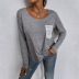 women s solid color round neck lace long-sleeved t-shirt nihaostyles clothing wholesale NSDF73726