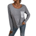 women s solid color round neck lace long-sleeved t-shirt nihaostyles clothing wholesale NSDF73726