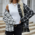 women s long-sleeved shirt black and white stitching plaid single-breasted coat nihaostyles clothing wholesale NSDF73733
