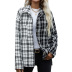 women s long-sleeved shirt black and white stitching plaid single-breasted coat nihaostyles clothing wholesale NSDF73733