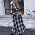 women s lapel black and white plaid windbreaker nihaostyles clothing wholesale NSDF73737