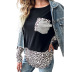 women s round neck leopard pattern stitching long-sleeved t-shirt nihaostyles clothing wholesale NSDF73740
