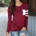 women s sleeve stitching round neck long-sleeved pocket T-shirt nihaostyles clothing wholesale NSYID74214