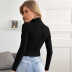 High-Neck Solid Color Pit Striped Pullover Long-Sleeved Sweater NSLIH73858