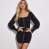 women s slim square neck lantern sleeve dress nihaostyles clothing wholesale NSLIH73863