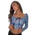 women s blue floral lace-up long-sleeved square neck vest nihaostyles clothing wholesale NSLIH73877