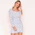 women s pleated wave dot printing long-sleeved V-neck dress nihaostyles clothing wholesale NSLIH73880