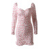 women s pleated wave dot printing long-sleeved V-neck dress nihaostyles clothing wholesale NSLIH73880