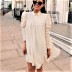 women s long-sleeved stand-up collar pleated casual dress nihaostyles clothing wholesale NSLIH73892