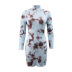 Vestido plisado con efecto tie-dye y cuello redondo para mujer, venta al por mayor de ropa nihaostyles NSLIH73893