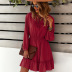 women s long-sleeved solid color A-line dress nihaostyles clothing wholesale NSDY73919