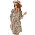women s leopard print waist sleeve dress nihaostyles clothing wholesale NSDY73922