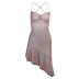 women s bright silk halter strap colorful lace oblique hem dress nihaostyles clothing wholesale NSXPF73934