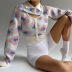 women s lapel long-sleeved printing Slim irregular blouse nihaostyles clothing wholesale NSXPF73943