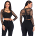 women s lace stitching Slim long-sleeved mesh underwear nihaostyles clothing wholesale NSSUO74201