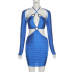 women s halter neck long-sleeved hollow slim dress nihaostyles clothing wholesale NSXPF74039