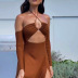 women s halter neck long-sleeved open back split dress nihaostyles clothing wholesale NSXPF74043